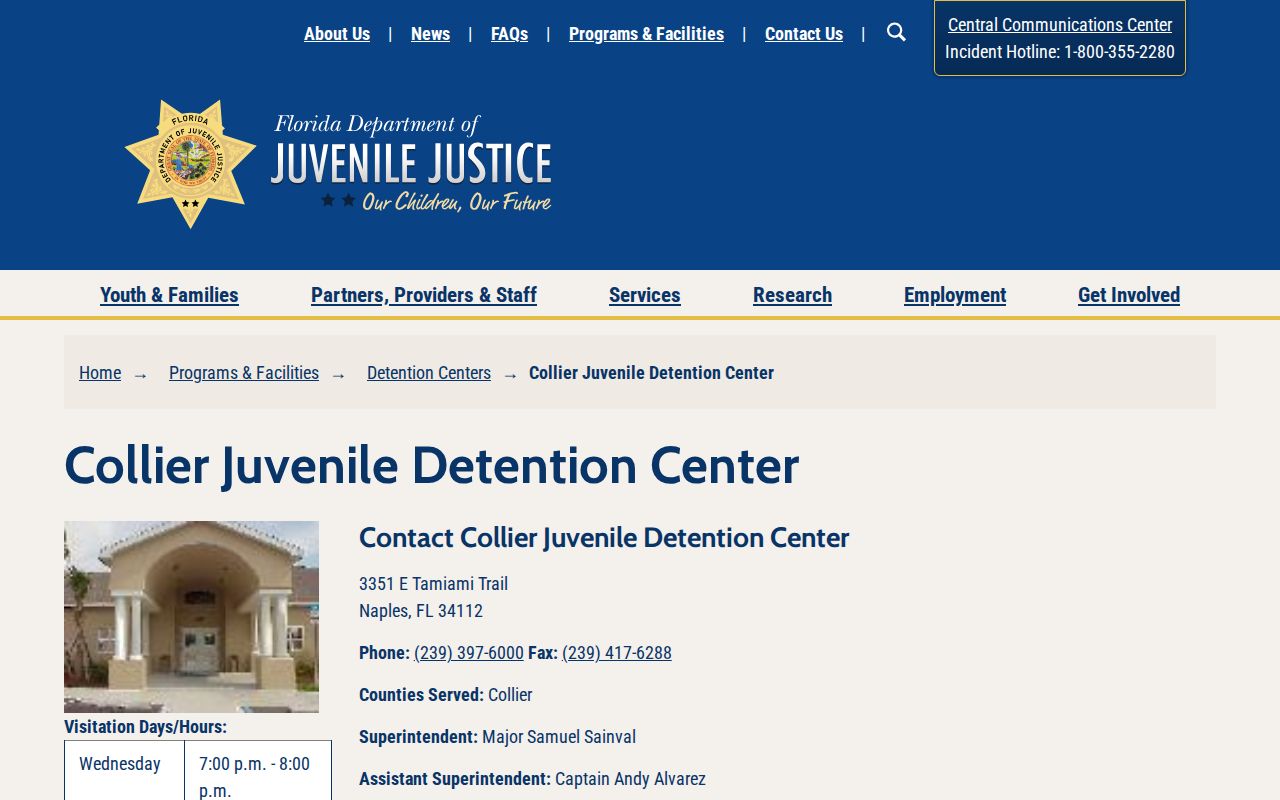 Collier Juvenile Detention Center youth release information source