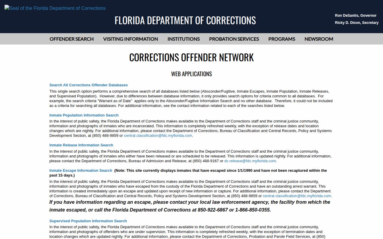 Florida offender searches for Collier County released inmates