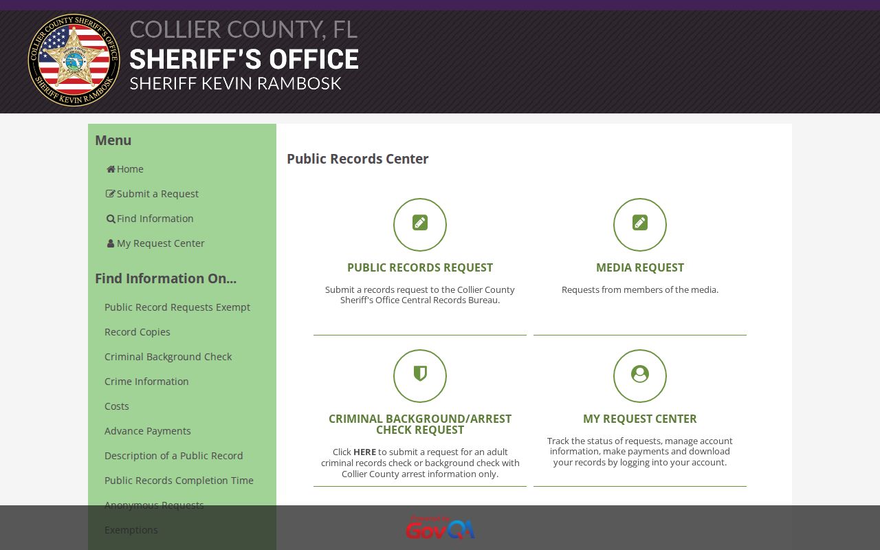 Collier County Naples Jail release records request portal